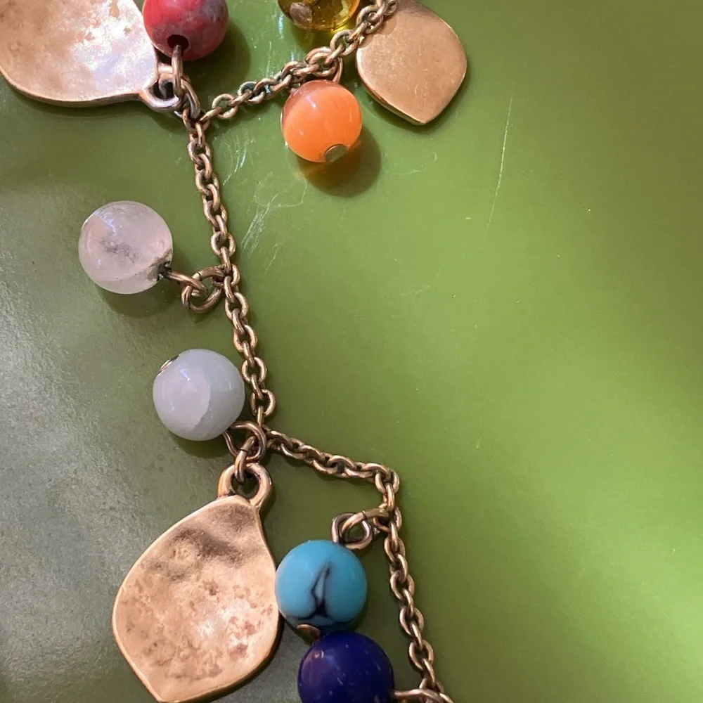 Ralph Lauren Gold Tone Beaded Necklace with Elegant Design